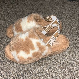 UGG Fluff Yeah Slide Cow Print